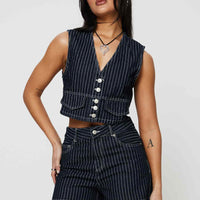 Rathlyn Pinstripe Shorts Dark Denim