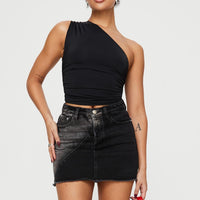 Jellicoe Spliced Denim Skirt Black Wash