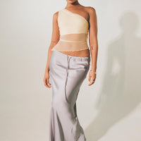 Lolie Bias Cut Midi Skirt Oyster