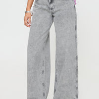 Brayden Low Wise Relaxed Jeans Grey Acid Wash