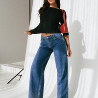 Darla Low Rise Straight Leg Jeans Mid Wash