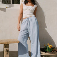 Holiday Tie Front Pant Blue/ White Stripe