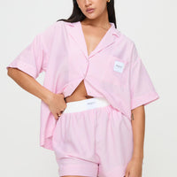 Early Riser Sleep Shorts Pink Stripe