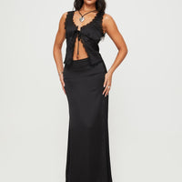 Mavie Satin Maxi Set Black