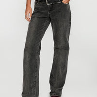 Better Half Low Rise Straight Leg Jeans Charcoal
