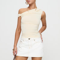 Nicolina Low Rise Denim Mini Skirt Ecru