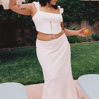 Raven Mid Rise Maxi Skirt White Curve