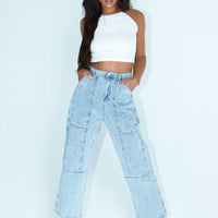 Tanesha Cargo Lightwash Denim Jeans