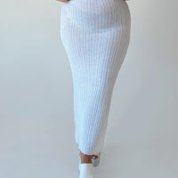 Belle Knit Maxi Skirt White Curve