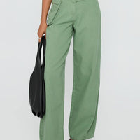 Mercadi Mid Rise Straight Leg Cargo Jeans Green