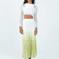 Sun Down Mid Rise Maxi Skirt Green Ombre