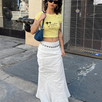 Raven Mid Rise Maxi Skirt White