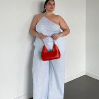 Collied Low Rise Pants Blue / White Stripe Curve