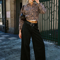 Naylor Mid Rise Wide Leg Jeans Washed Black Denim