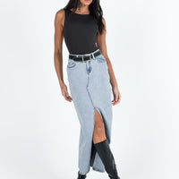 Batkins Maxi Skirt Light Wash Denim