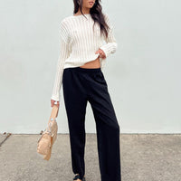 Louis Linen Blend Pants Black Lower Impact