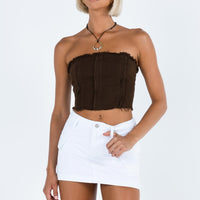 Zakai Cargo Denim Mini Skirt White