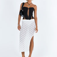 Focus On Yourself Midi Skirt White