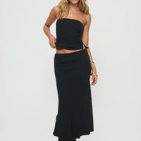 Ermias Linen Blend Midi Skirt Black