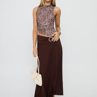 Nola Hardware Slit Maxi Skirt Brown