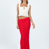 Belle Knit Maxi Skirt Red