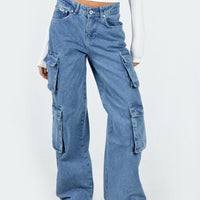 The Ragged Priest Mid Blue Combat Jeans Organic Cotton Mid Blue