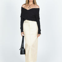 Markanna Denim Midi Skirt Cream