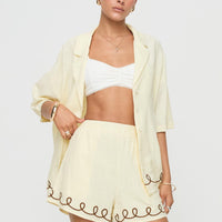 Jamari Linen Blend Shorts Cream / Brown