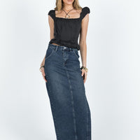 Orillia Denim Midi Skirt Dark Wash