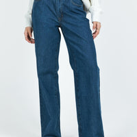 Top Model Low Rise Straight Leg Jeans Dark Denim