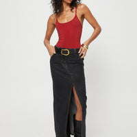 Barbara Split Midi Skirt Charcoal