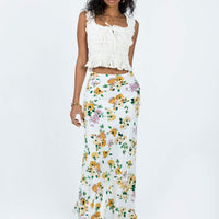 Thyme Maxi Skirt White Floral