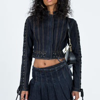 Camelia Pleat Mini Dark Denim