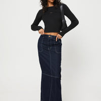 Vine Maxi Skirt Blue