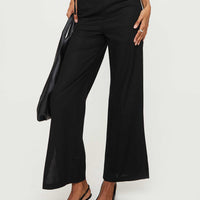 Threaded Waistband Low Waist Pant Black