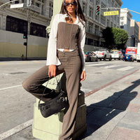 Motel Navida Trouser Pinstripe Brown