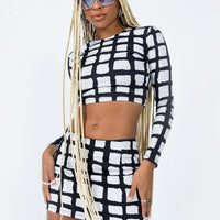 Motel Ima Skirt Mesh Mono Painted Check Black