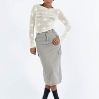 Jacko Midi Cargo Skirt Olive Green