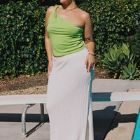 Santorini Knit Maxi Skirt White Curve