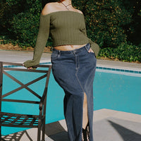 Batkins Maxi Skirt Dark Wash Denim Curve