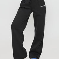 Princess Polly Wide Leg Track Pant Bubble Script Charcoal