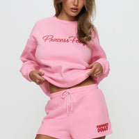Princess Polly Sweat Short Bubble Text Pink / Red