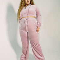 Velour Track Pant Pink Curve