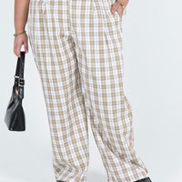 Archer Pants Beige Plaid Curve