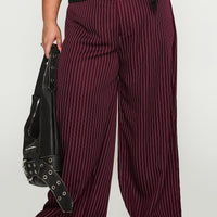 Lorenne Mid Rise Pant Burgundy Pinstripe Curve