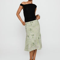 Lewish Low Rise Midi Skirt Green Floral