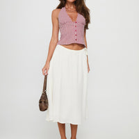Persuasion Tie Side Midi Skirt White