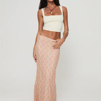 Gallego Lace Maxi Skirt Pink