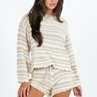 Lynda Stripe Set Beige / White