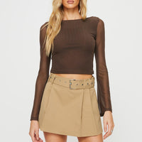 Lio Pleated Mini Skirt Beige